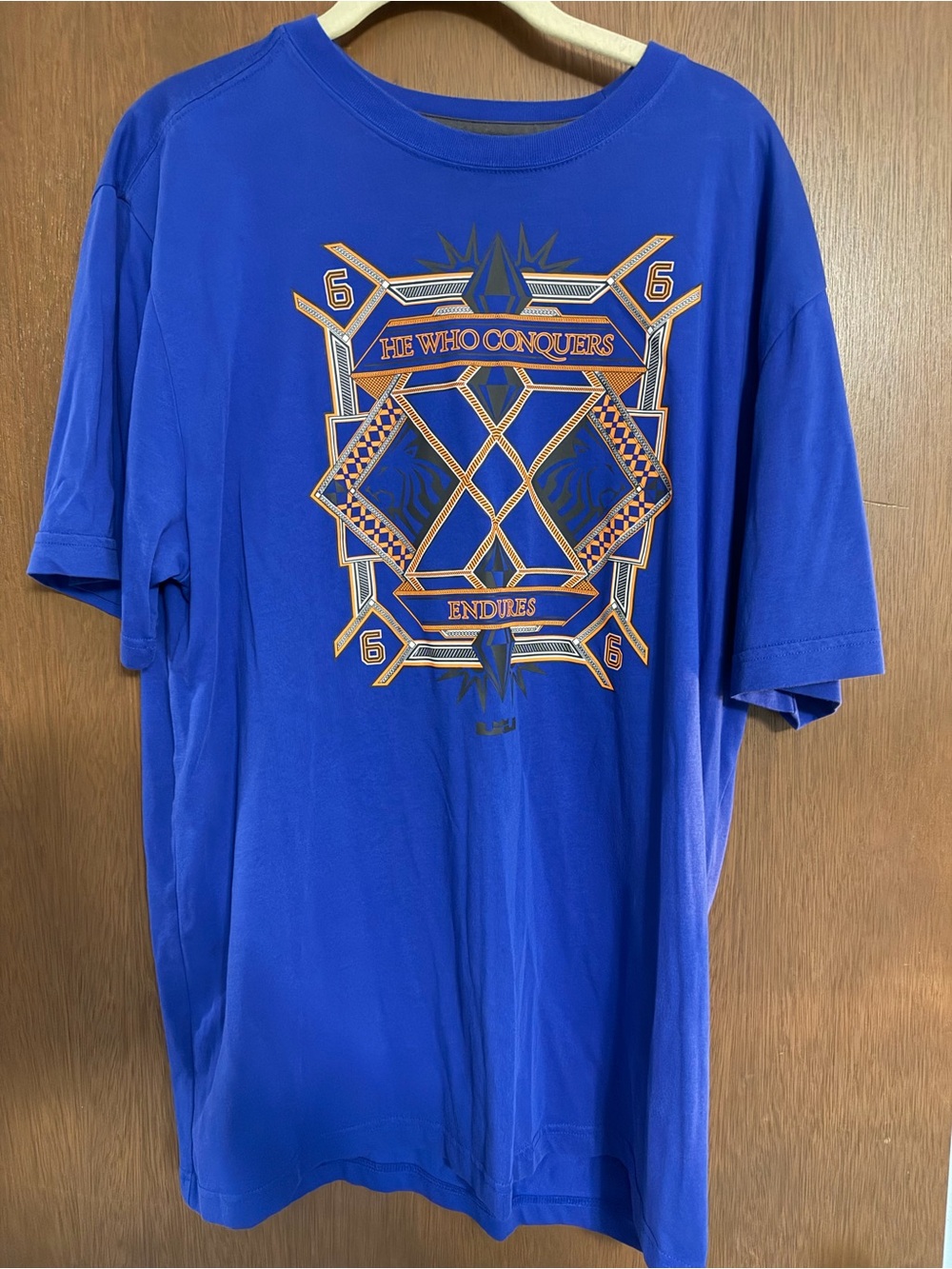 Nike Men's Royal Blue Graphic Short-Sleeve Tee with Orange Accents-LeBron